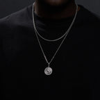 Layered Compass Cuban Figaro Necklace — Stainless Steel