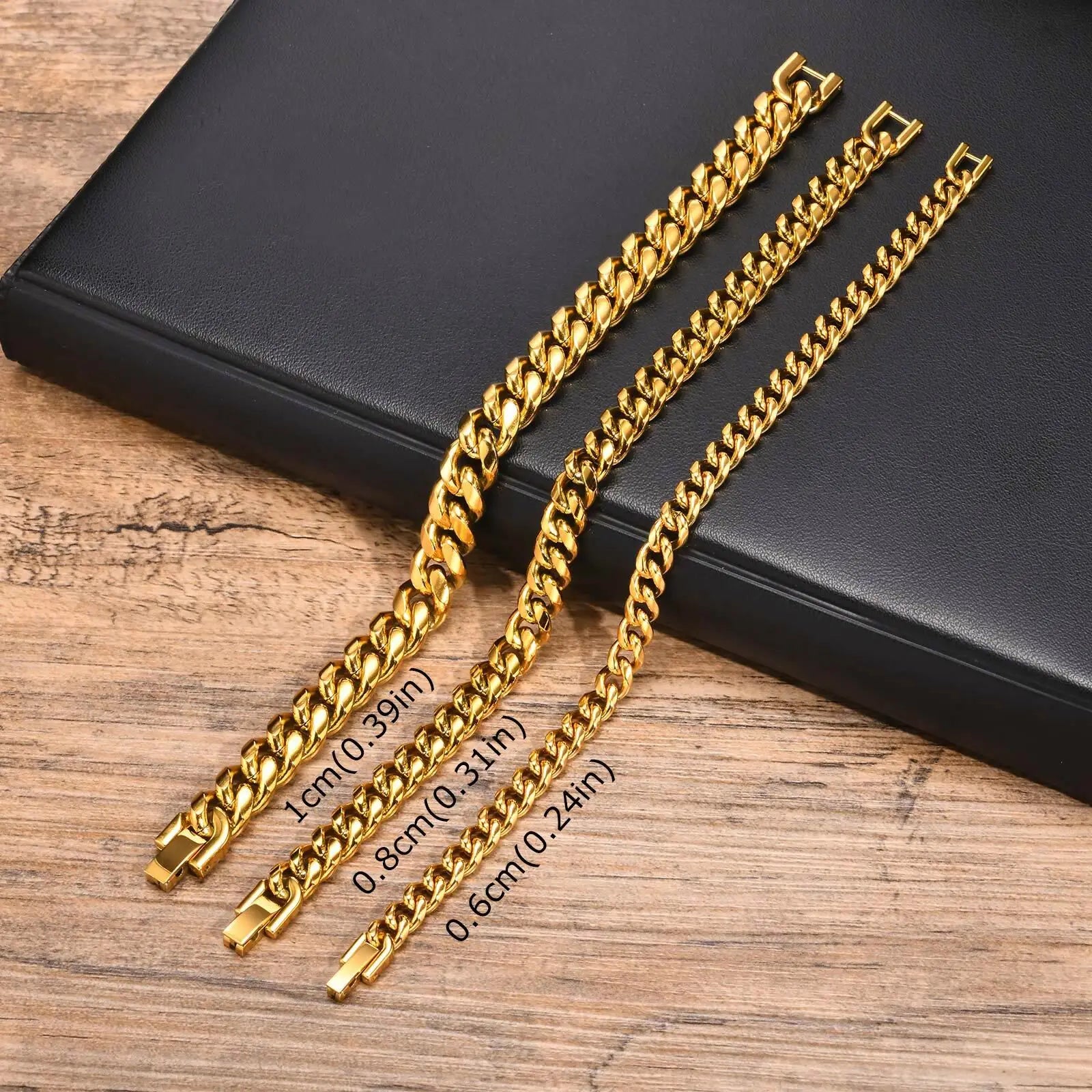 Gold Cuban Chain Bracelet 6-12mm — Gold