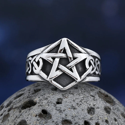 316L Stainless Steel Good Polished Star Ring With Pattern Fashion Jewelry For Man Women For Teens Party Gift us size 7 to 14