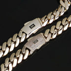 Gold Cuban Chain Necklace 14K Monaco Lock