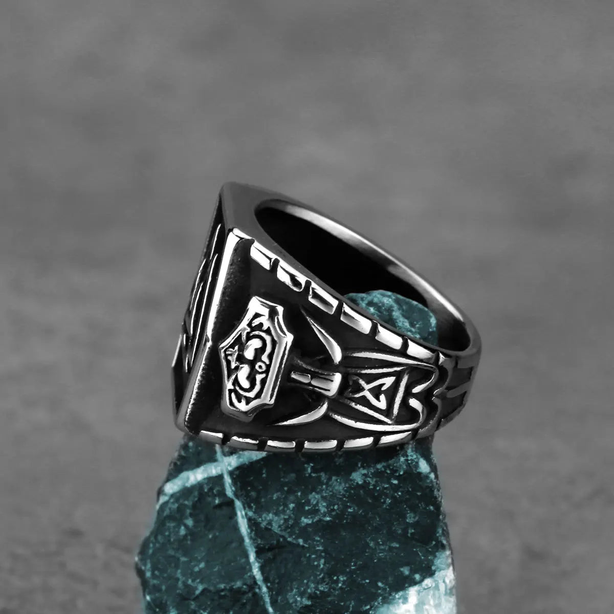 Viking Steel Ring 316L Rune Waterproof Anti-fading