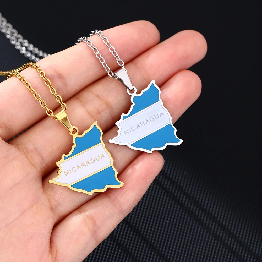 Nicaragua Map Pendant Necklace