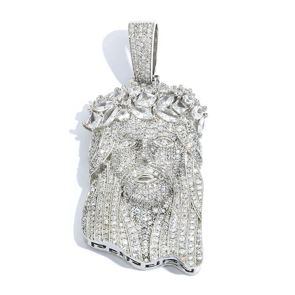 Iced Out Jesus Pendant Gold Cuban Chain 12MM