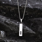 Vnox Mens Silver Color Bar Necklaces, Geometric Stainless Steel Pendant with Box Chain, Minimalst Metal Jewelry Gift