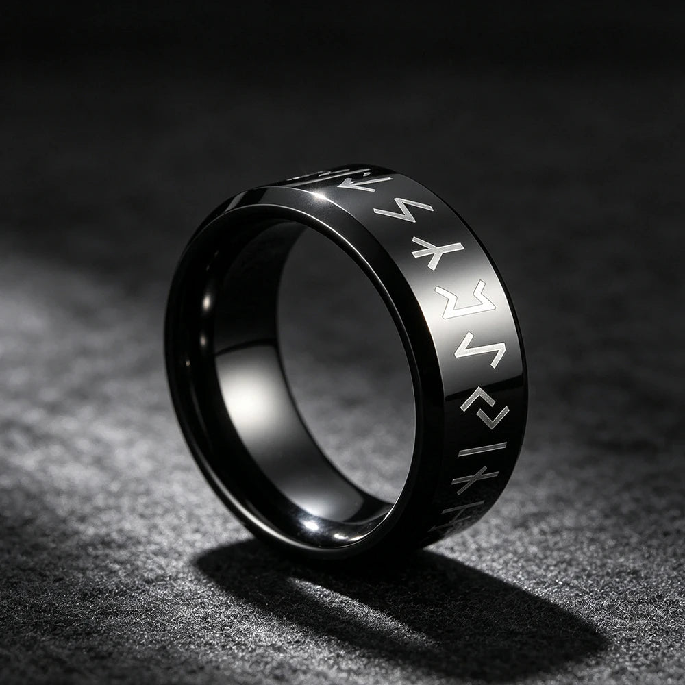 Nordic Viking Rune Odin Ring — Stainless Steel