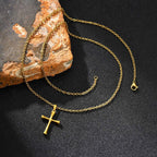 Cross Gold Sweater Chain Necklace — Stainless Steel