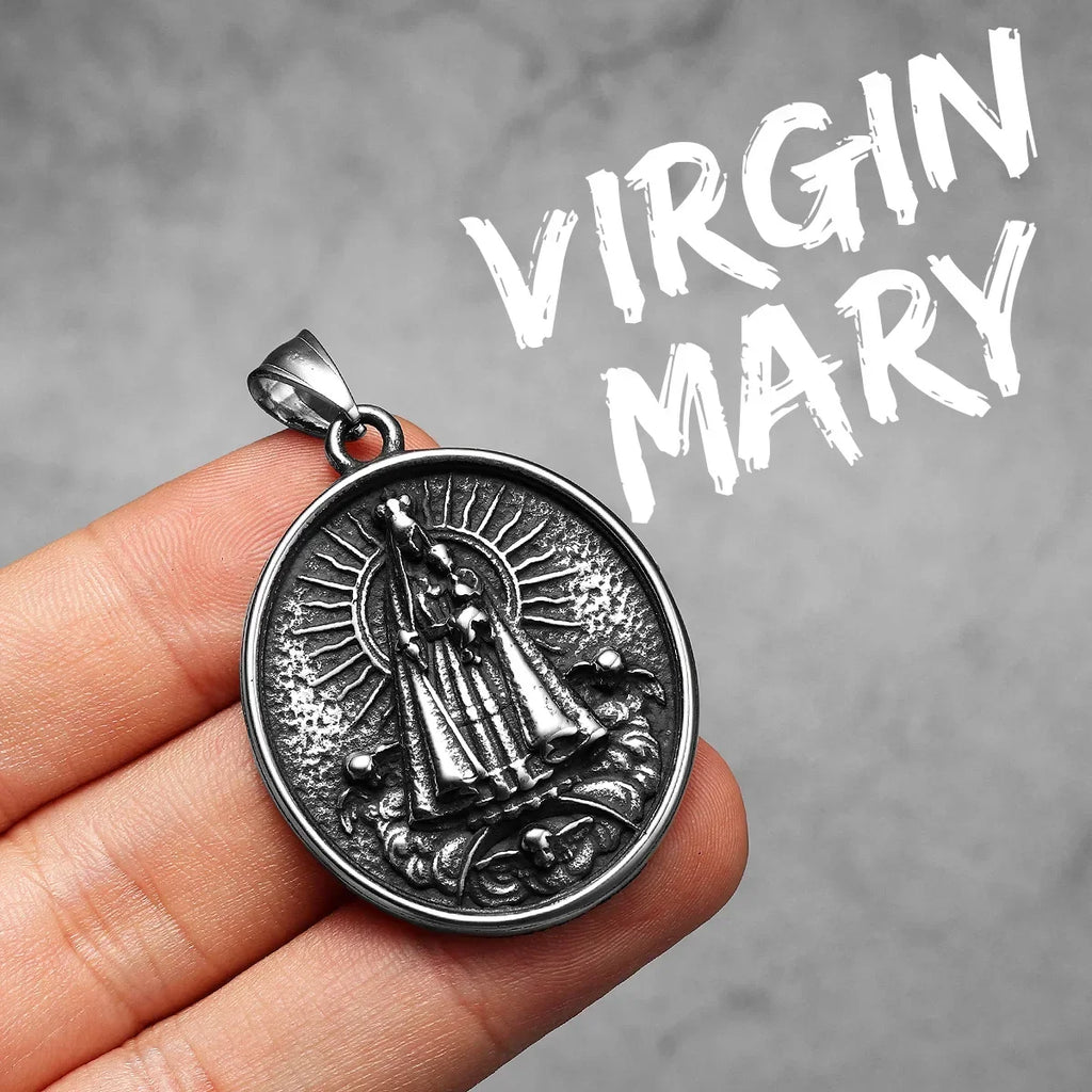 Virgin Mary Cross Pendant — Stainless Steel