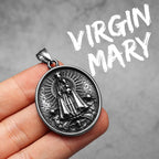 Virgin Mary Cross Pendant — Stainless Steel