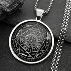 Seal of Seven Archangels Medal Stainless Steel Glass Necklace Seal of Solomon Talisman Necklace Protection Jewelry