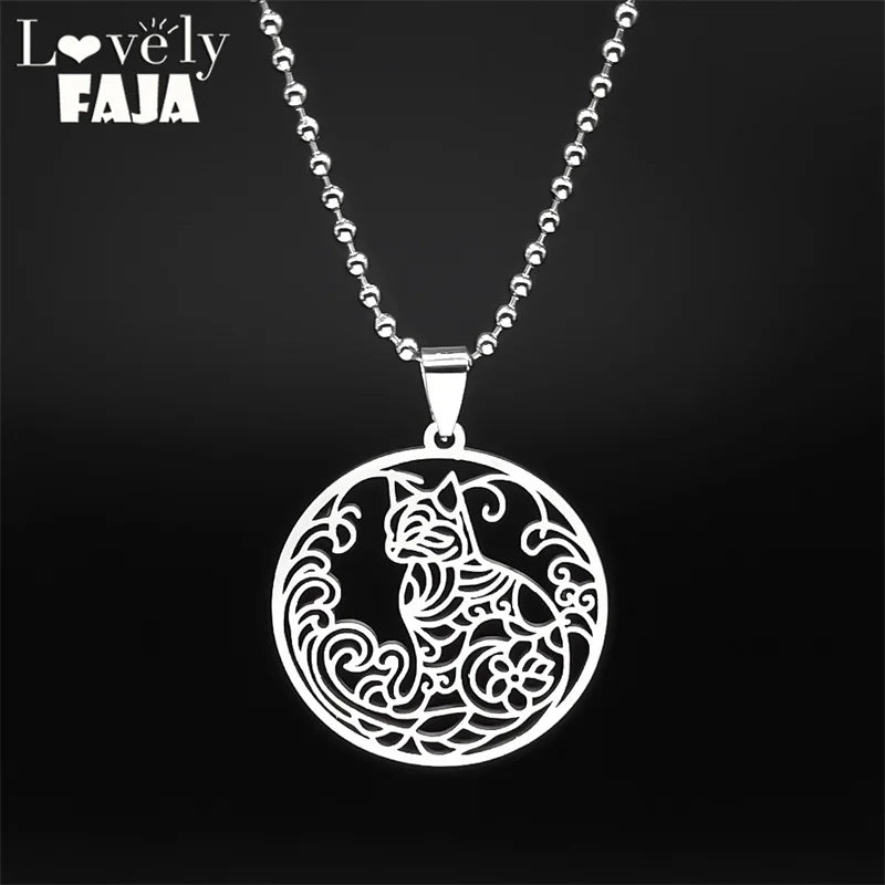 Cat Gold Pendant Car Hollow Flower