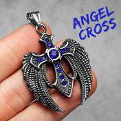 Winged Angel Wing Cross Pendant — Stainless Steel