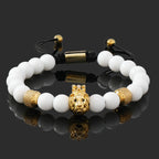 Crown, Leopard, Cross & Skull Beaded Bracelet — 8mm Adjustable