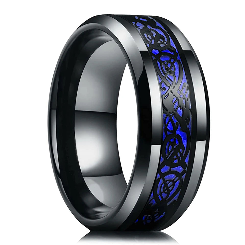 Fashion 8mm Deer Antler Black Titanium Stainles Steel Rings For Men Women Forest Elk Antler Ring Wedding Ring Men Wedding Band