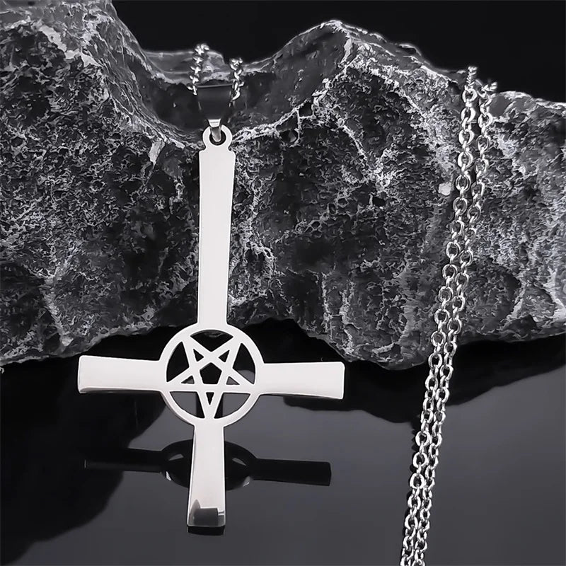 Inverted Cross Occult Pendant Necklace