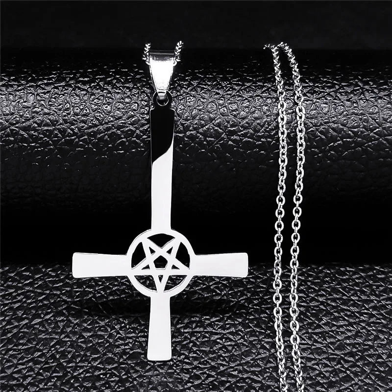 Inverted Cross Occult Pendant Necklace