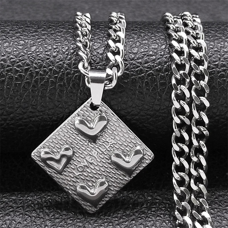 Heart Geometric Silver Pendant Love Pills Party