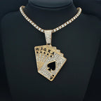 Iced Out Poker Card Cuban Pendant — Gold