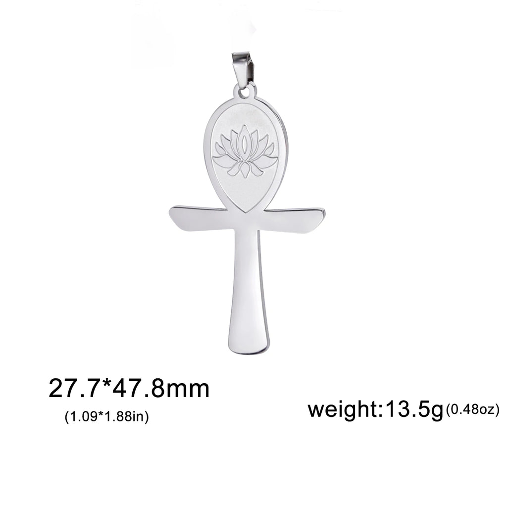 LIKGREAT Egyptian Ankh Cross Egypt Eye Pendant for Necklace Earrings Stainless Steel Eye of Horus Charms for Jewelry