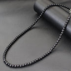 Stylish 6mm Stone Healing Necklace For Men 24 Inches Long Collar Stainless Steel Buckle Black White Yin Yang Bicolor
