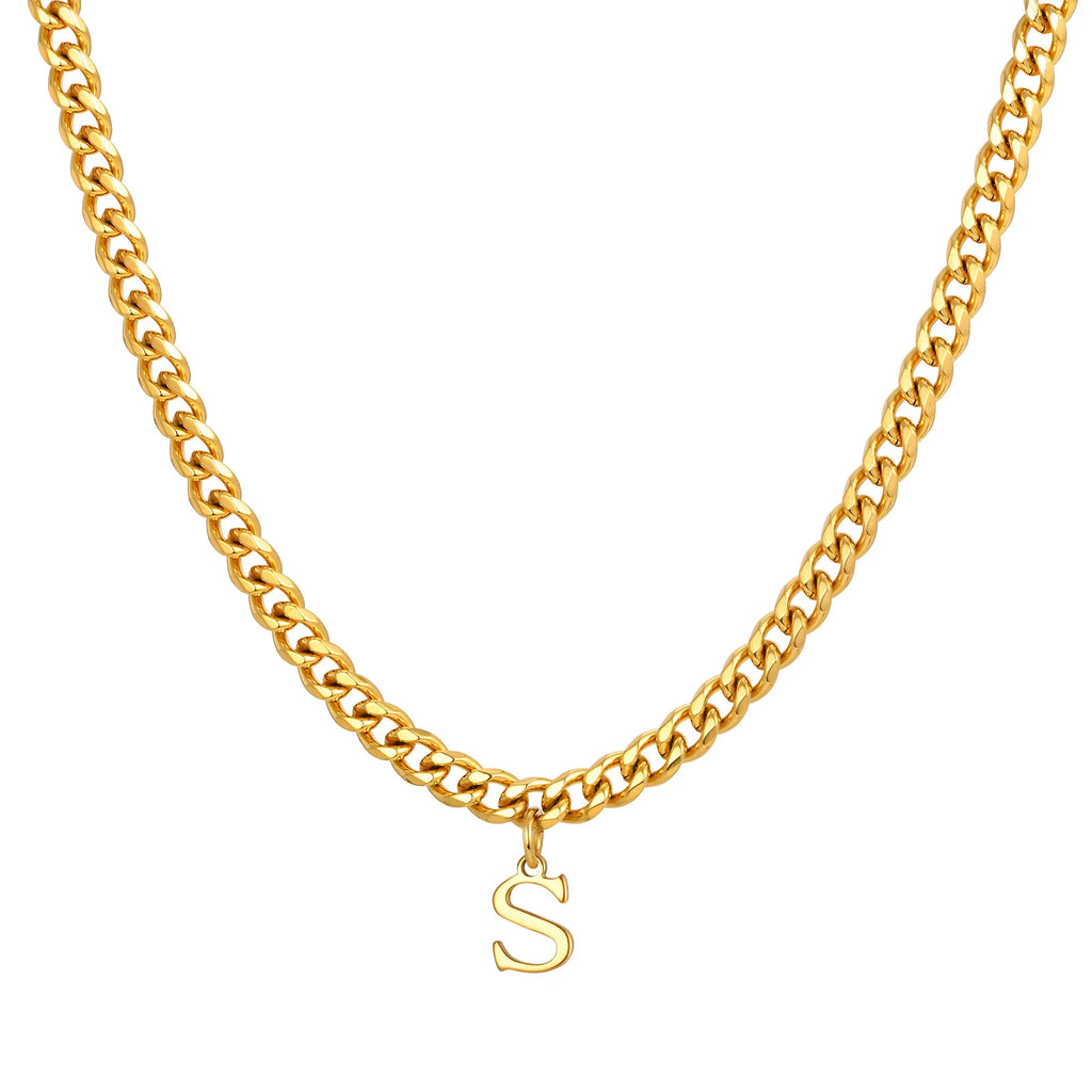 Vnox Men's Thick 5mm Wide Chain 26 Letters Pendant Necklace Punk Hip Hop Gold Color Jewelry On Neck Boys Cool Wear