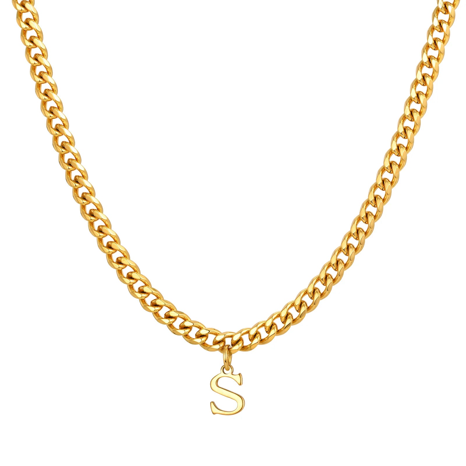 Vnox Men's Thick 5mm Wide Chain 26 Letters Pendant Necklace Punk Hip Hop Gold Color Jewelry On Neck Boys Cool Wear