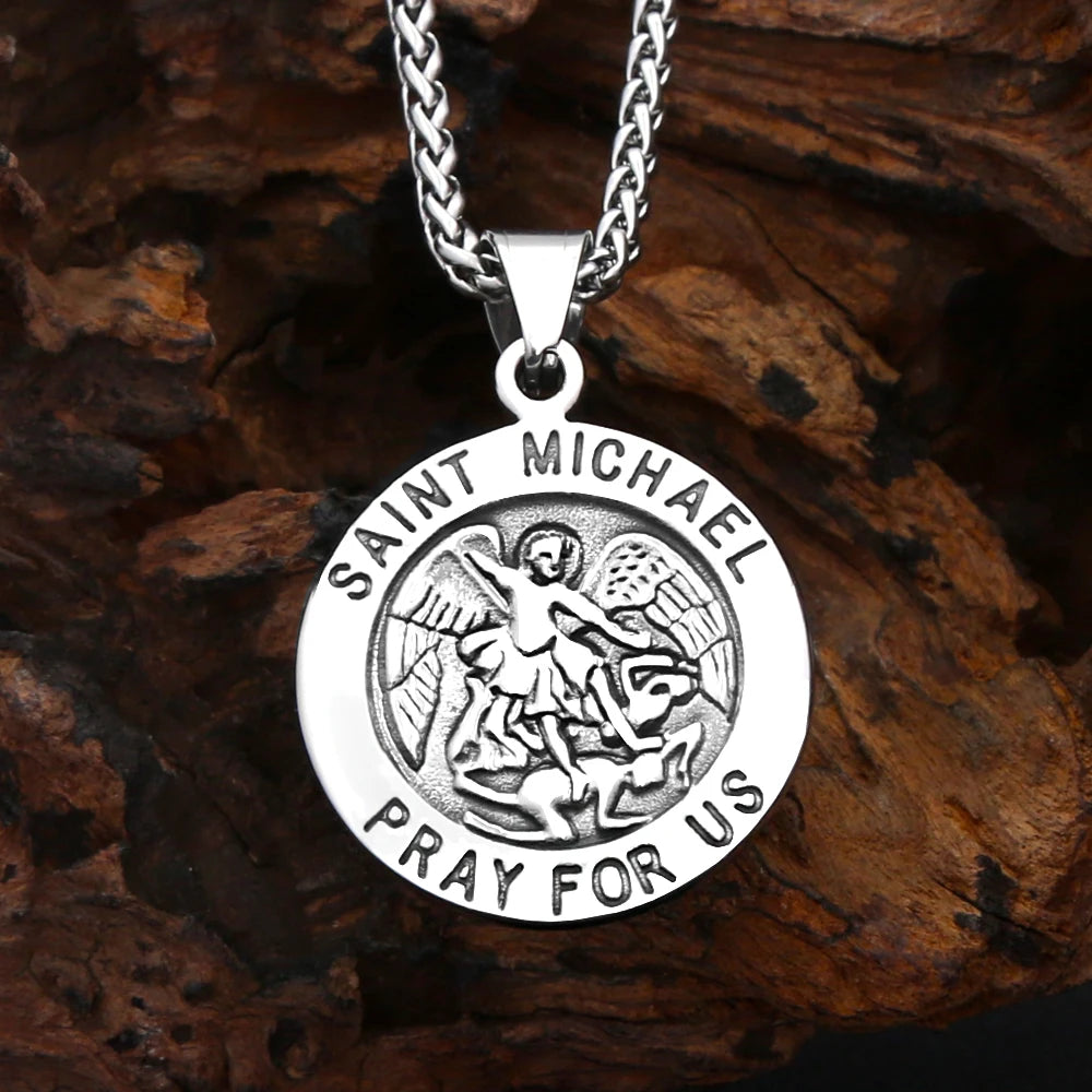 Saint Michael Faith Pendant Necklace — Stainless Steel