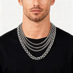HNSP STAINLESS STEEL Twisted Rope CHAIN NECKLACE FOR MEN Versatile Neck Jewelry Pendant Black/Gold Chain Accessories