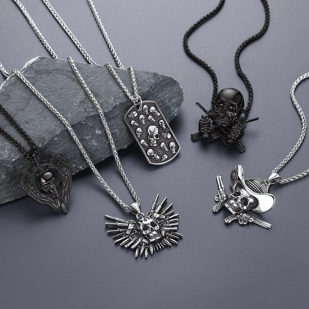 Skull Pendant Necklace — Stainless Steel Gothic
