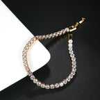 2026 New Hiphop Tennis Bracelets for Men Women Luxury Iced Out 4mm Zircon Crystal Gold Color Hand Chain Hippie Jewelry Gift