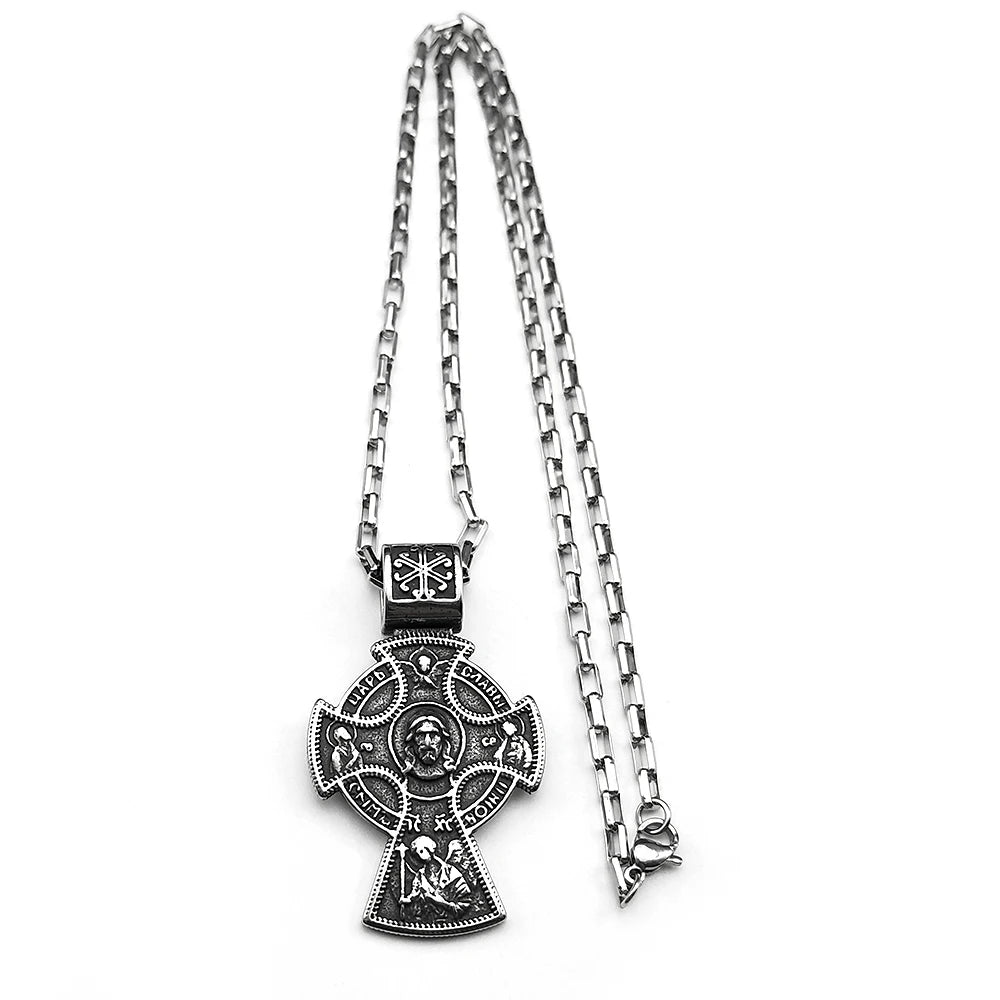 Orthodox Jesus Crucifix Cross Pendant — Stainless Steel