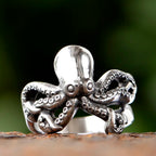 2024 New 316L Stainless Steel Vintage COOL Octopus Ring With Patterns Gothic For Men Women Punk Motorcycle Jewelry
