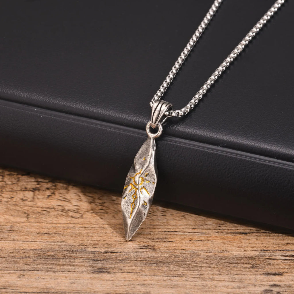 Lion Head Stone Pendant Necklace