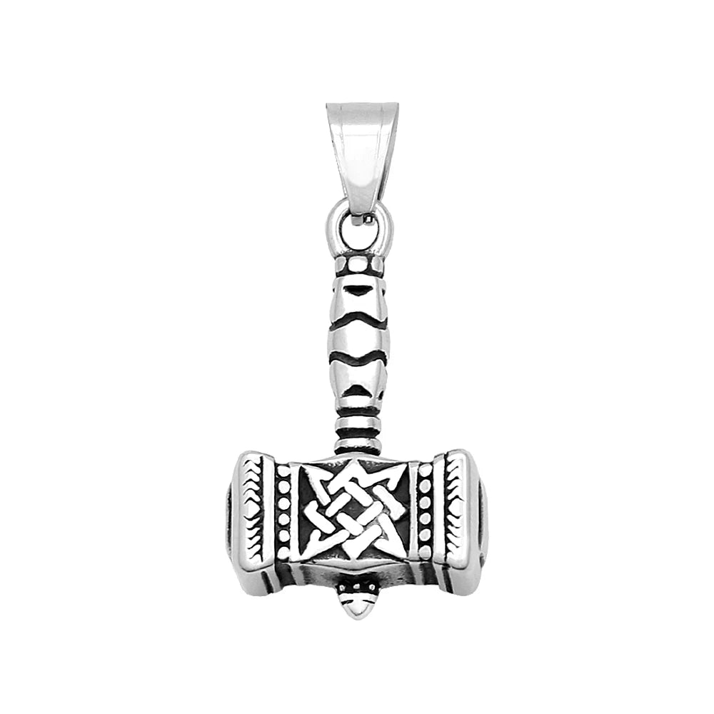 Viking Vintage Thor Hammer Pendant Stainless Steel Celtic Knot Necklace For Men Witch Knot Amulet Jewelry Gifts