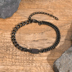 Cuban Box Chain Letter Bracelet — Stainless Steel