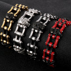 Men's Bike Skull Chain Bracelet Masculine Red Stainless Steel Skeleton Heads Link Bracelets Party Accessories for