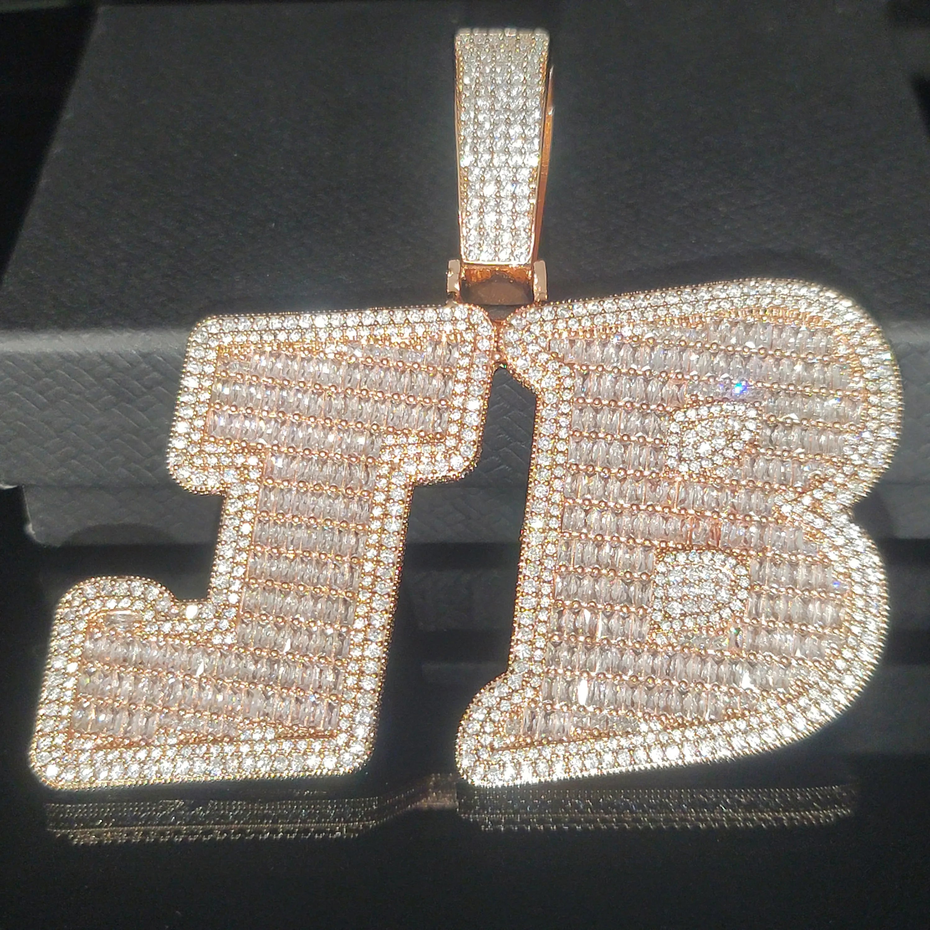 Custom Big Letters Name Pendant With 24MM Cuban Link Chian Personalized Baguettecz Single Initial Hip Hop Jewelry