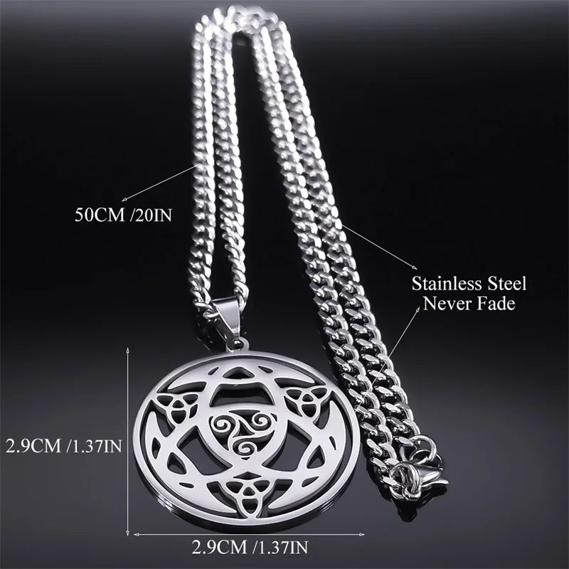 Celtic Trinity Triple Spiral Pendant — Silver
