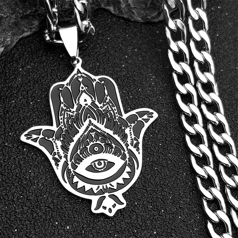 Fatima Hand Pendant Necklace — Silver