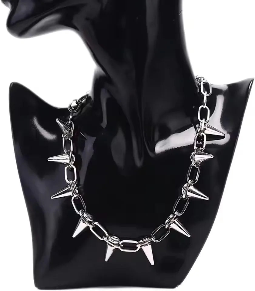 Hip Hop Alloy Rivet Men Necklace Punk Metal Choker Neogoth Fashion Jewelry Trendy Accessories