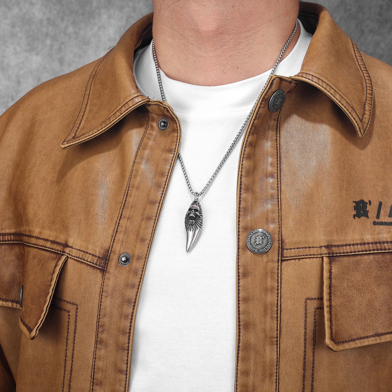 Cross Skull Pendant Necklace Stainless Steel
