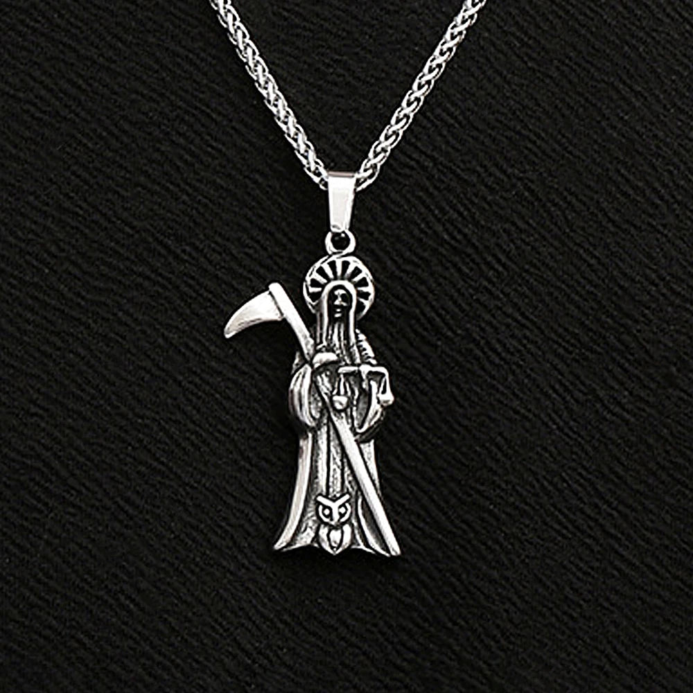 Skull Death Scythe Pendant — Stainless Steel