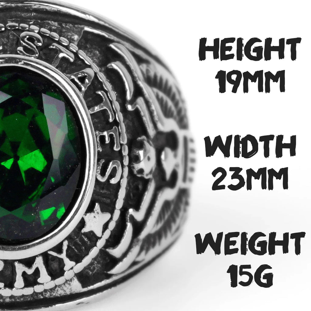 Stainless Steel Men Rings Rhinestone United States Army Punk Hip Hop for Biker Male Boyfriend Jewelry Creativity Gift Wholesale