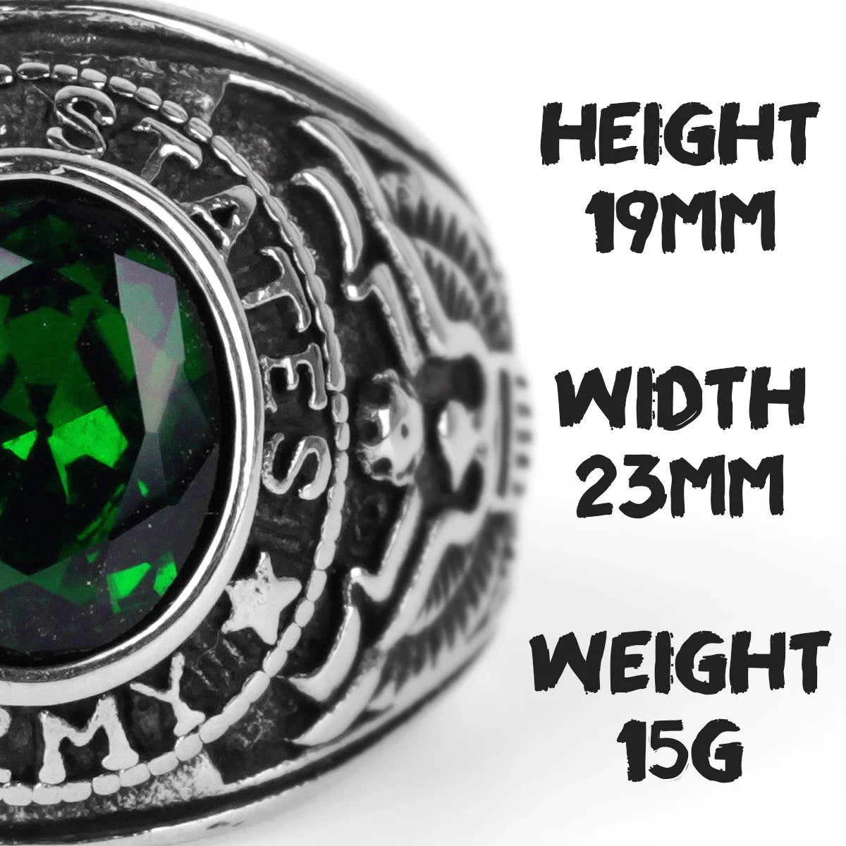 Stainless Steel Men Rings Rhinestone United States Army Punk Hip Hop for Biker Male Boyfriend Jewelry Creativity Gift Wholesale