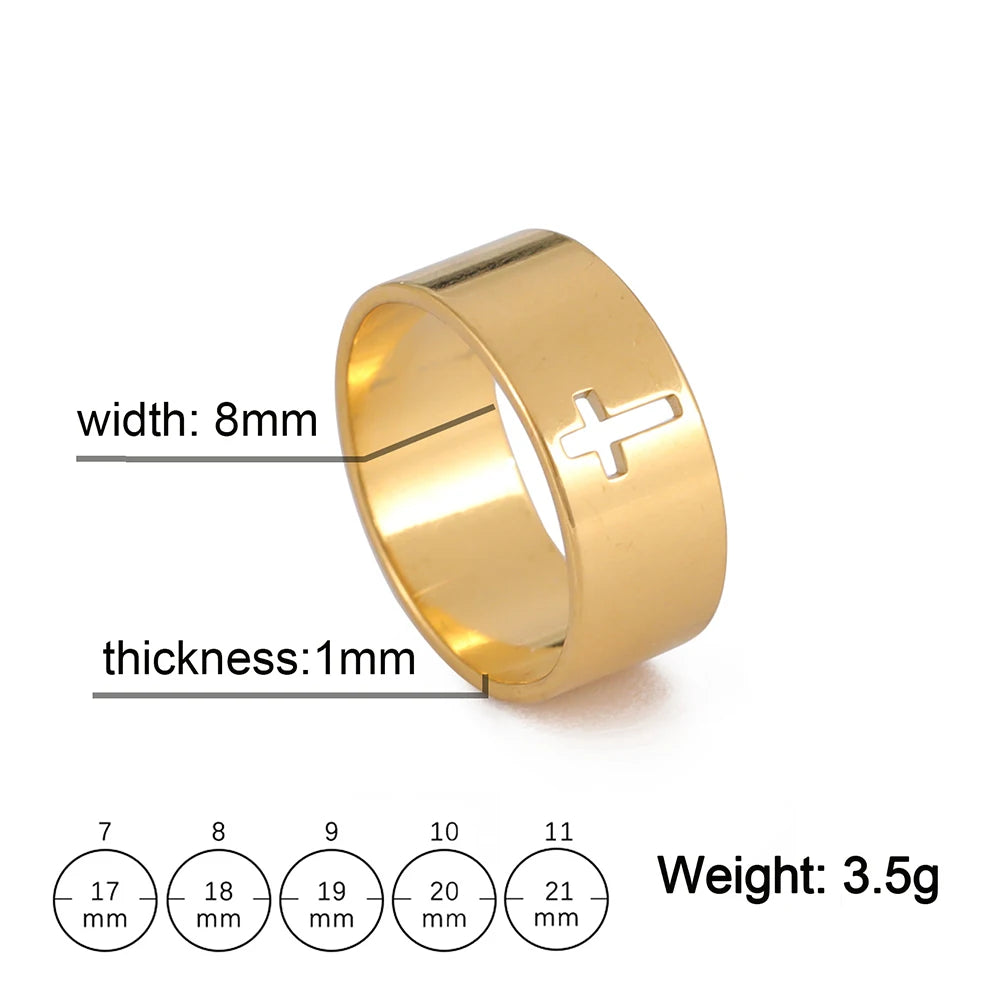 Gothic Wedding Cross Ring — Stainless Steel