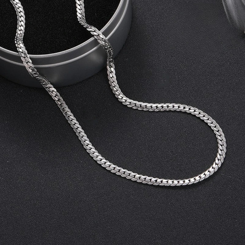 New 925 Sterling Silver Necklace 5MM Side Chain for Men Women Wedding Jewelry Luxury Fashion Style Engagement High Quality Gifts