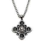 Orthodox Four Saints Pantocrator Jesus Christ IC XC Cross Pendant Necklace Antiqued Stainless Steel Silver Color Faith Jewelry