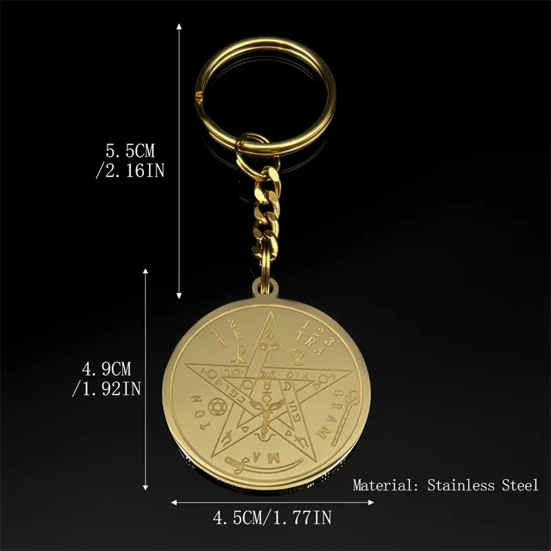 Star Key Gold Pendant Gothic Pentagram Witchcraft
