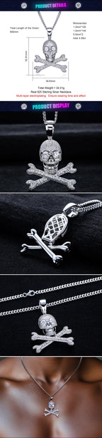 Iced Out Skull Pendant — 925 Silver