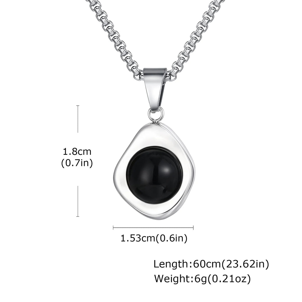 Tiger Eye Stone Stainless Steel Pendant Necklace