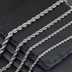 304 Stainless Steel Twist Rope Chain Necklace for Men Women PVD Silver Plated 2mm/2.5mm/3mm/4mm/5mm Width Accessories